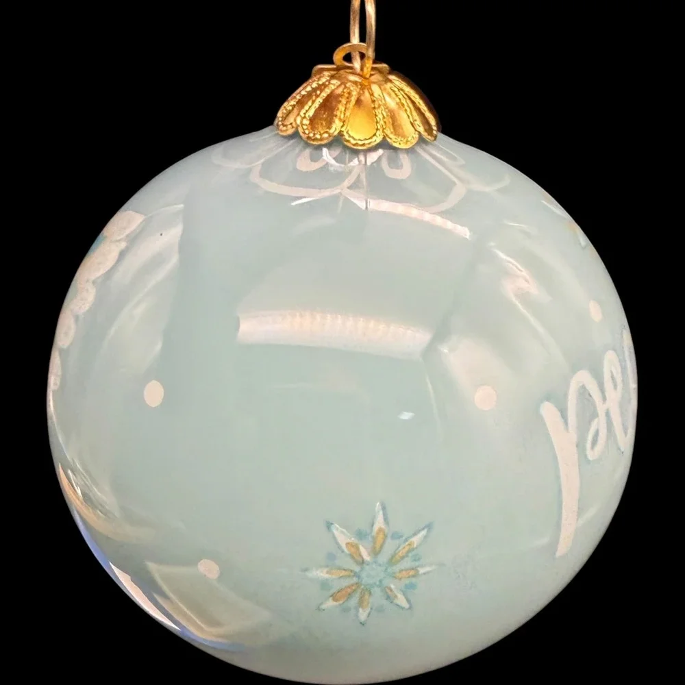 Pier 1 Li Bien 2018 Peace‎ Dove Christmas Ornament Hand Painted Glass Blue Boxed